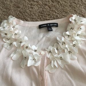 Light Pink cardigan with pretty flower neckline